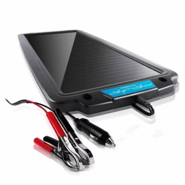 Schumacher Electric 2.4 volt Solar Battery Charger and Maintainer with color-coded clamps.